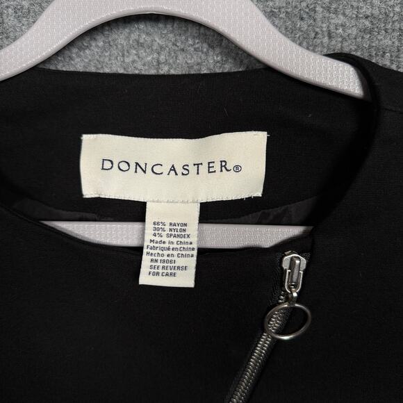 Doncaster Sz 10 Asymmetrical Zipper Moto Jacket Black Rayon Nylon Blend Stretch - Picture 5 of 8